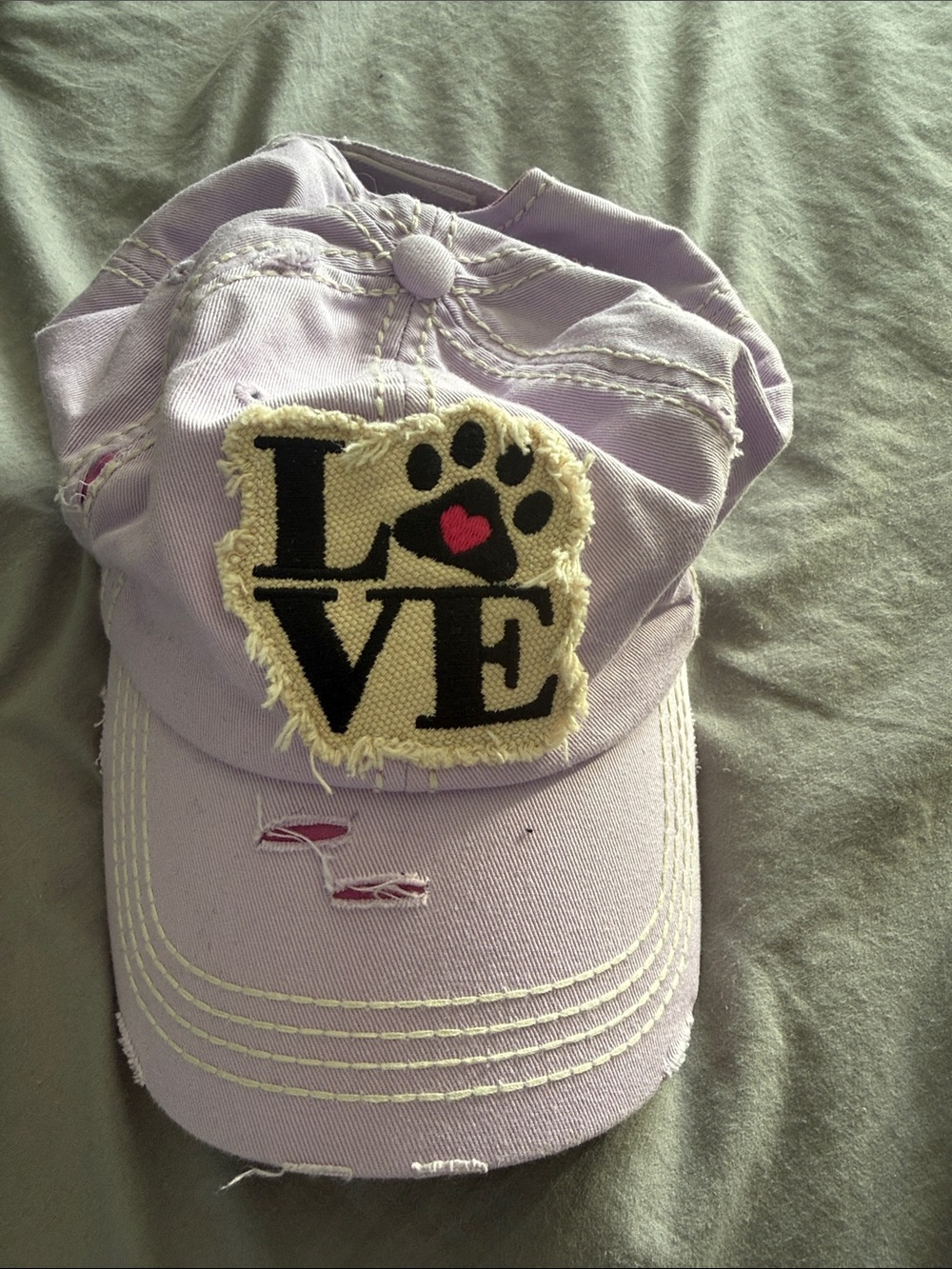 KBETHOS Lavender Distressed Baseball Cap with LOVE Paw Patch
